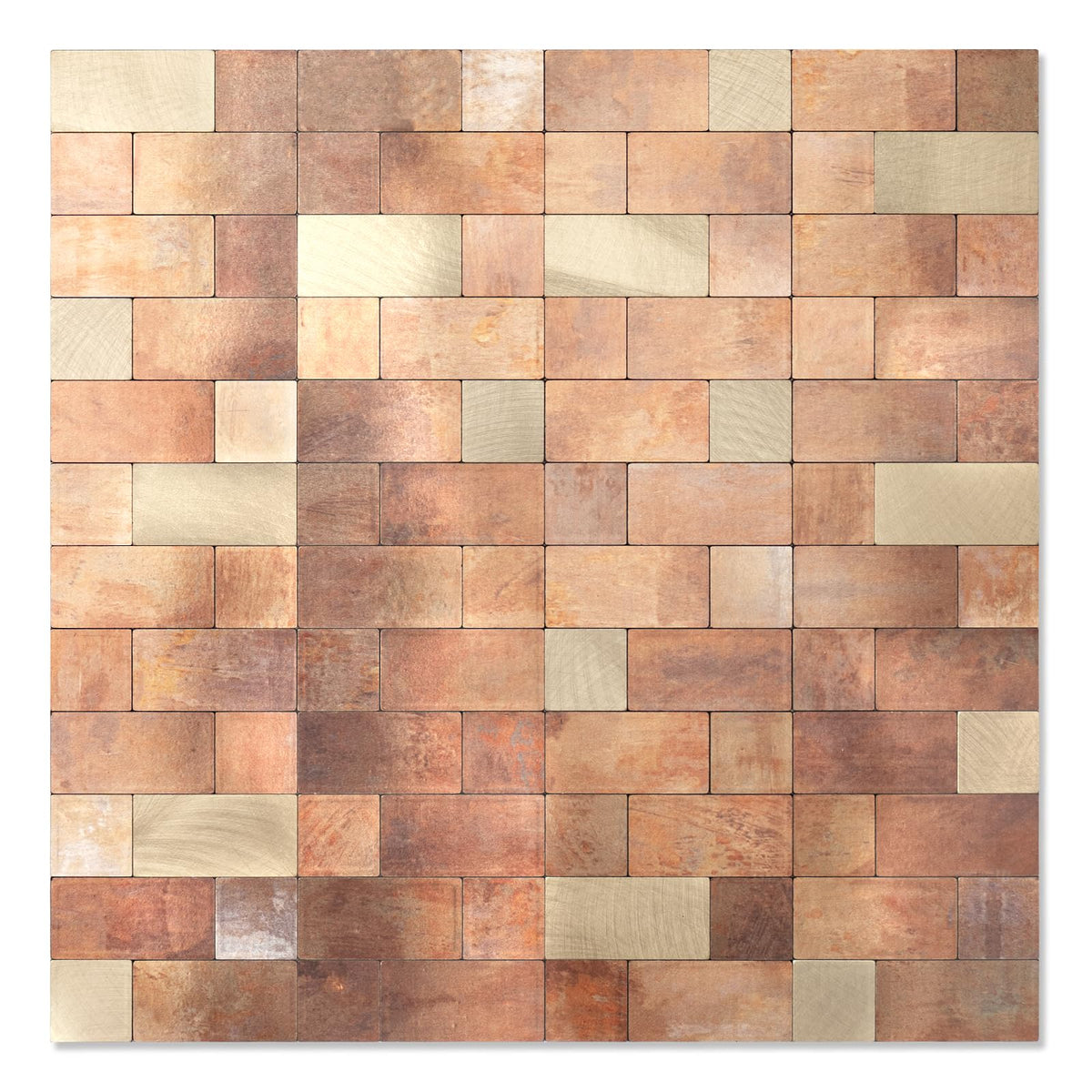 Peel and Stick Backsplash Tile, Stick on Stainless Steel Backsplash Metal Tiles Walls in Copper (12''x12'',10 Sheets)