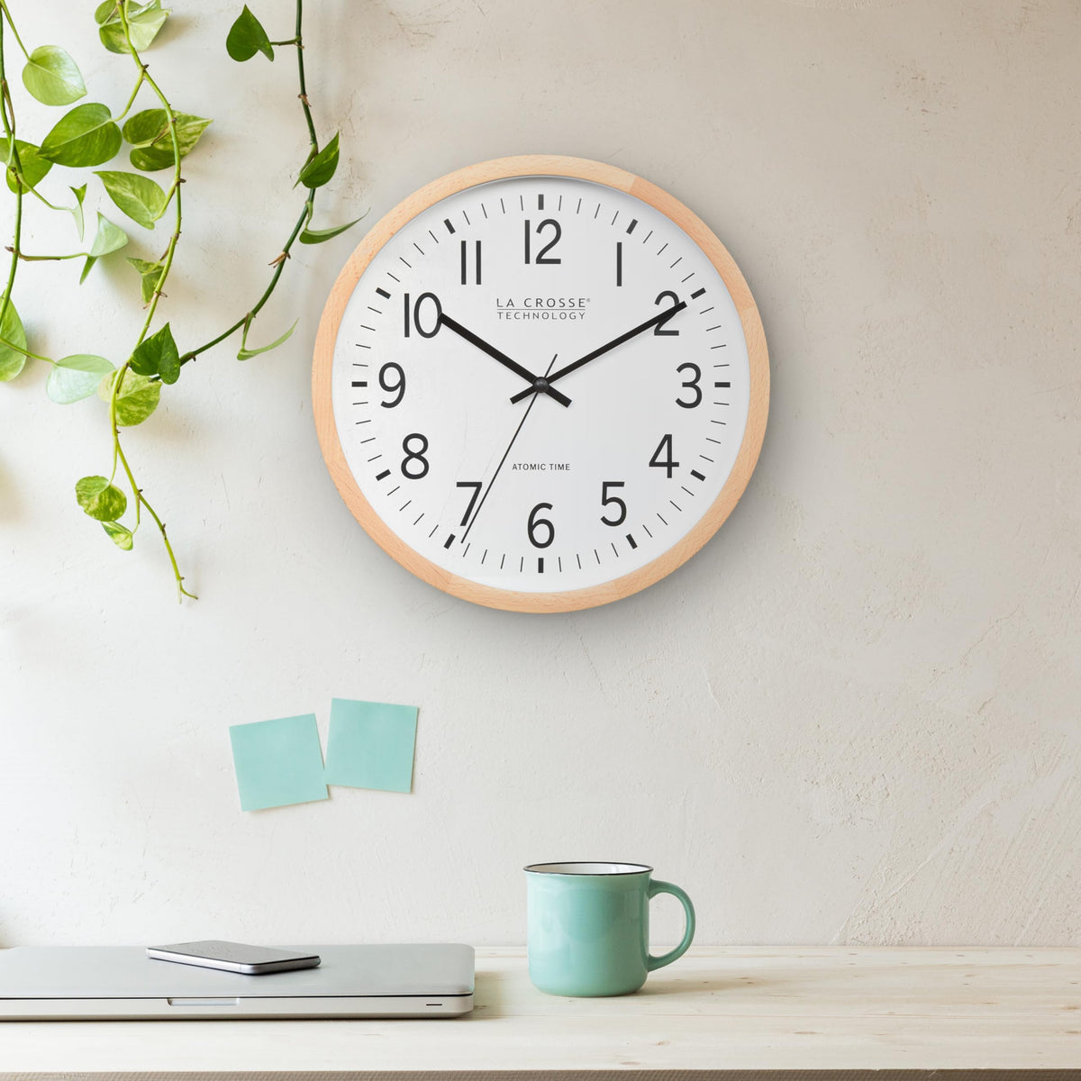 Inspired Nelson Style 12.8-Inch Beech Wood Atomic Analog Wall Clock