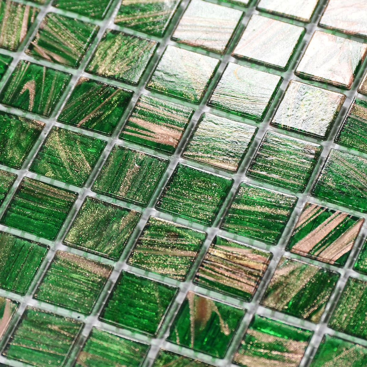 11.5 sq.ft Green Glass Mosaic Tile , Pool, Kitchen Backsplash