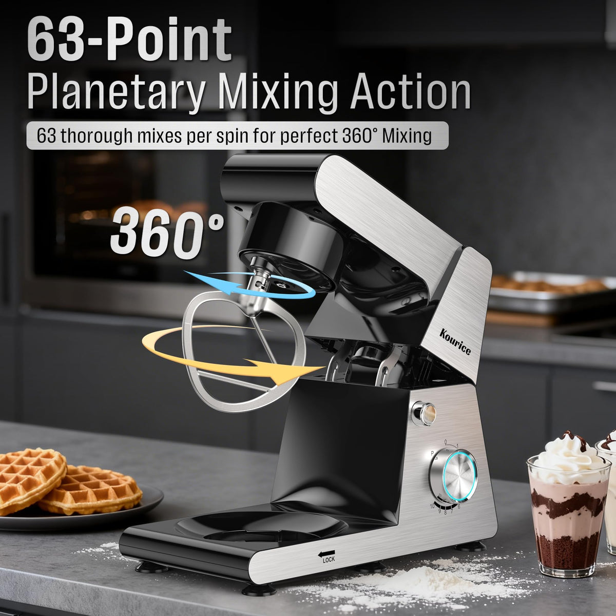6.5QT Tilt-Head Stand Mixer, Heavy Duty Pro 10-Speed Electric Mixer, Stainless Steel Cladding & Bowl with Dough Hook