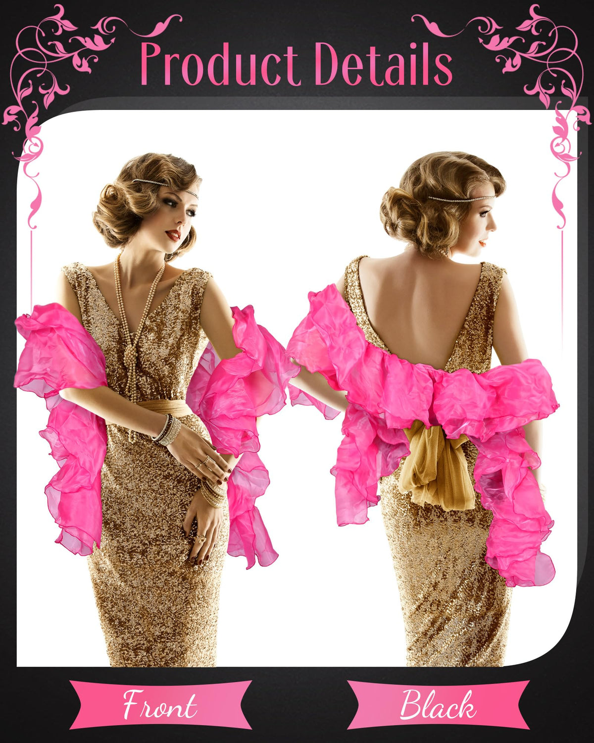 Chandelle Boa 100g 6.5ft Flapper Accessories Halloween Hot Pink