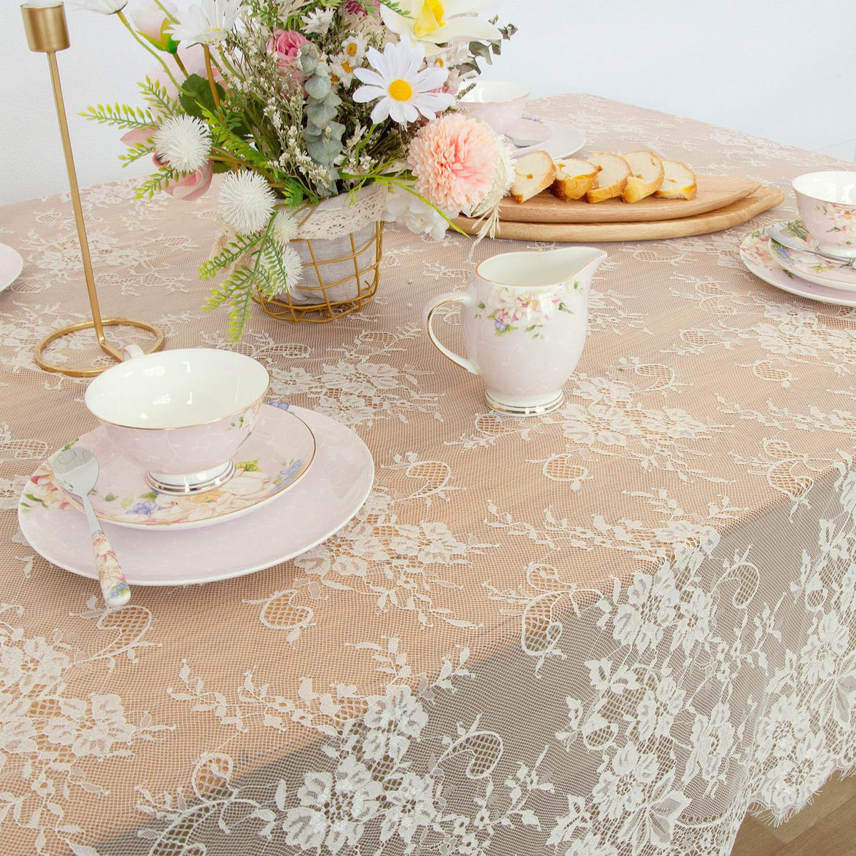 10 Pieces Lace Ivory Table Cloth 60x120 Inch Vintage Wedding Floral