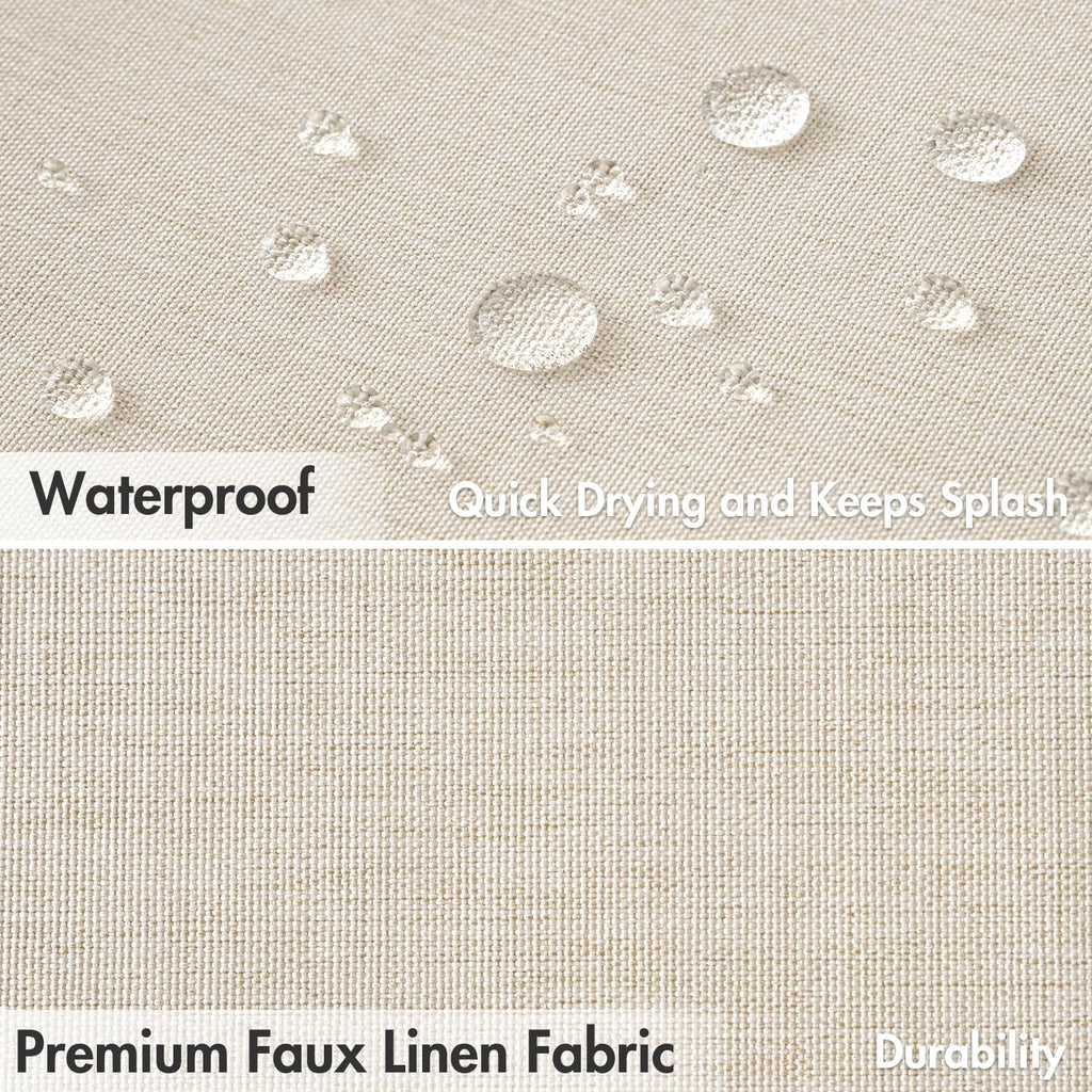 Cream Beige Small Stall Scalloped Linen Shower Curtain 36x72 Inches