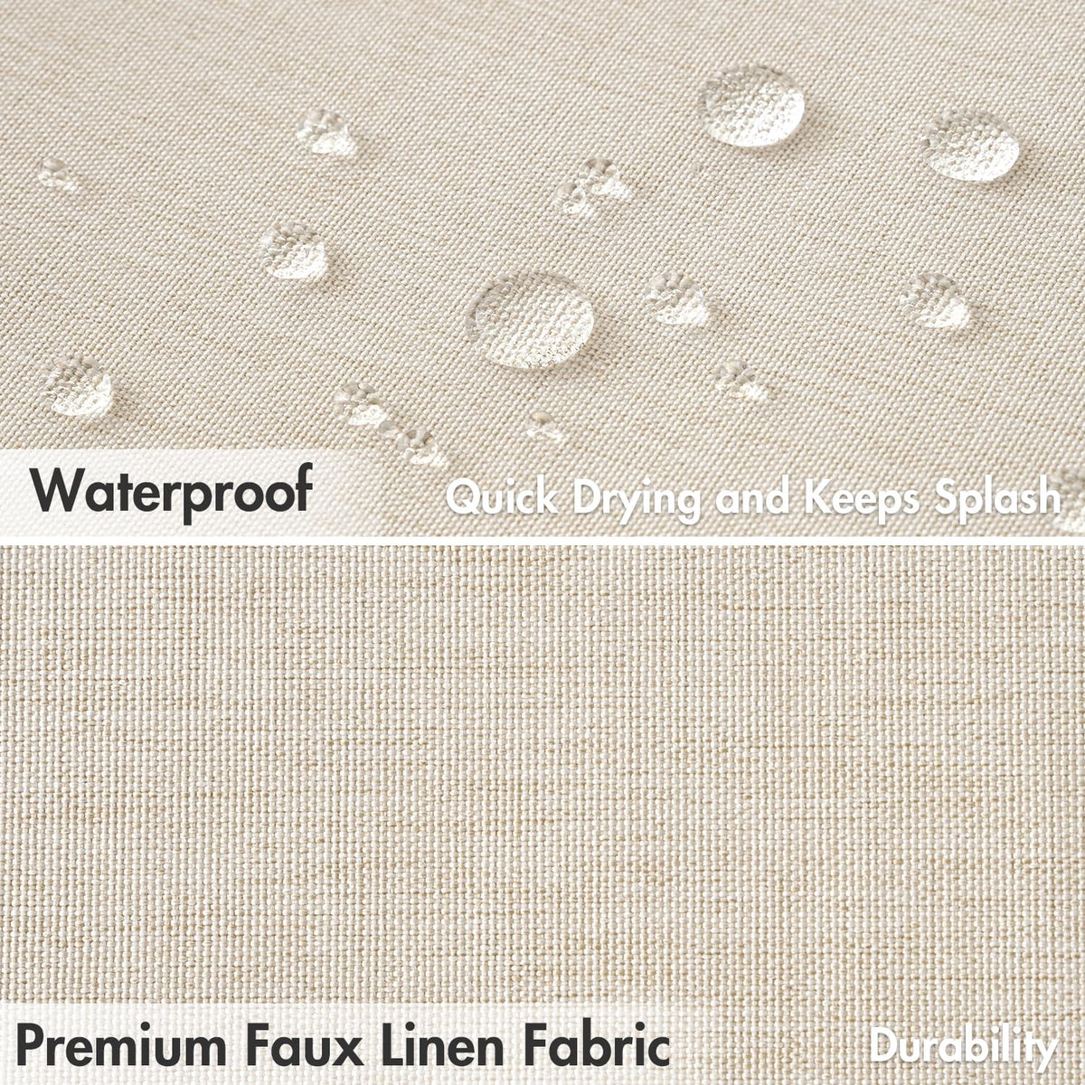 Cream Beige Small Stall Scalloped Linen Shower Curtain 36x72 Inches