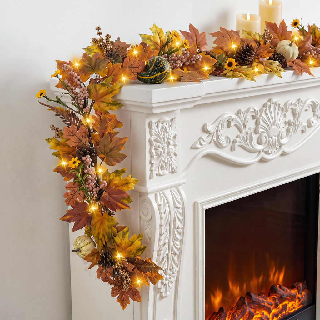 Fall Garland - 6 Ft Maple Leaf Pumpkin Berry Garland