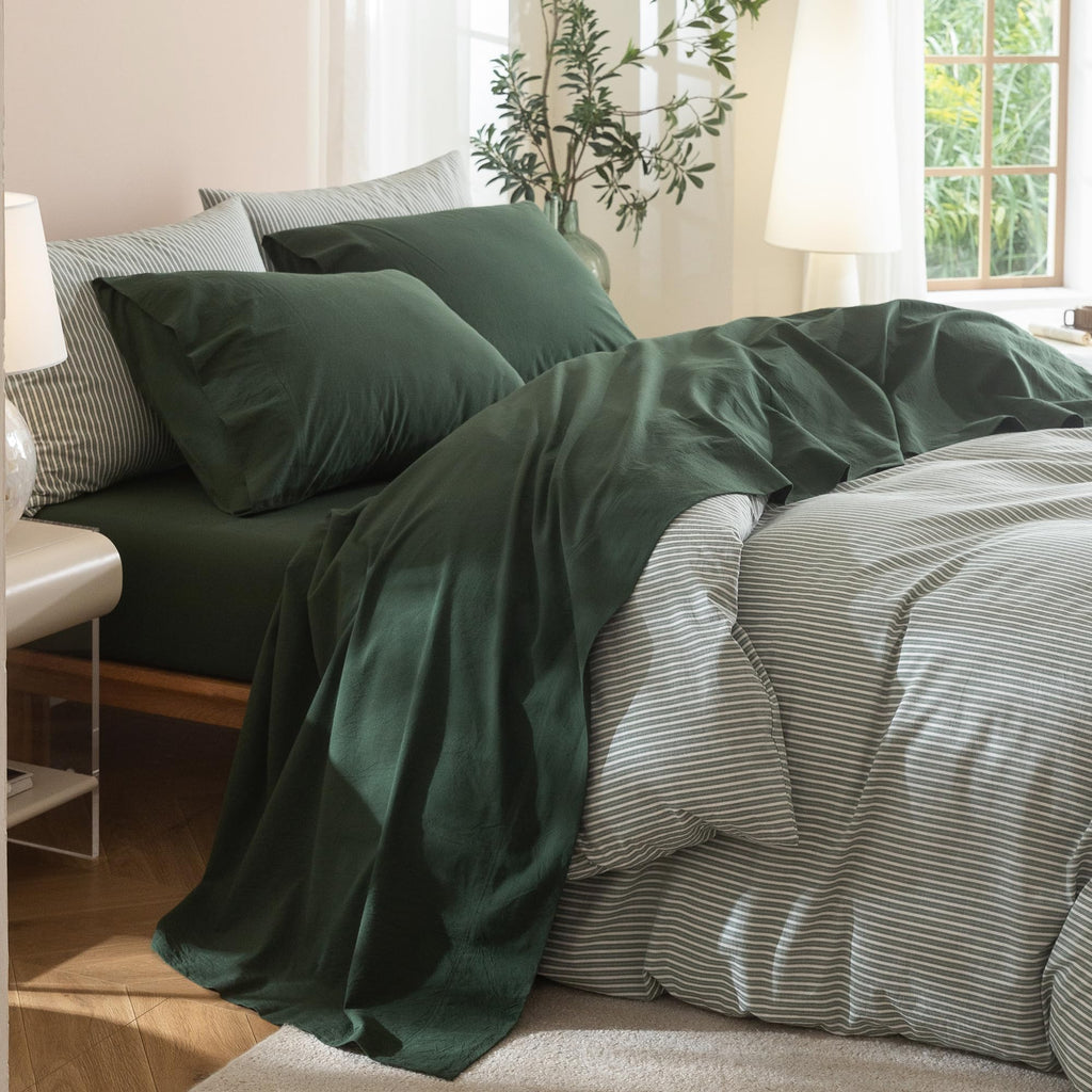 Washed Cotton Sheet Set, 4-Piece, Relaxed Linen Feel