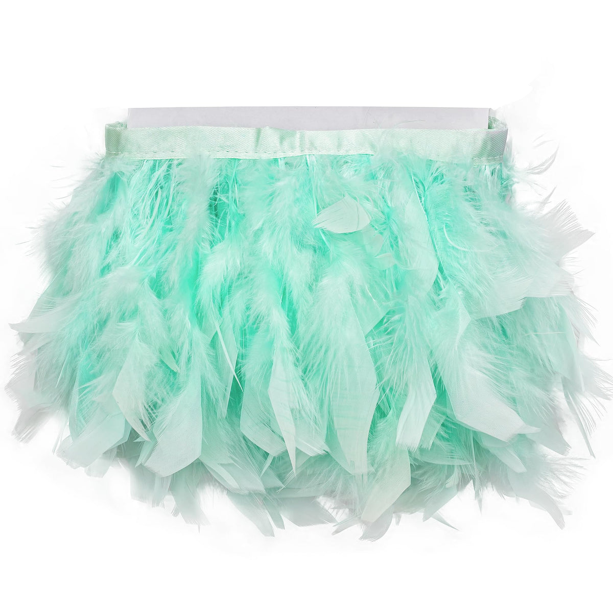 Natural Turkey Feather Trim Fringe 5.46 Yards 4-6 Inch Mint Green for DIY