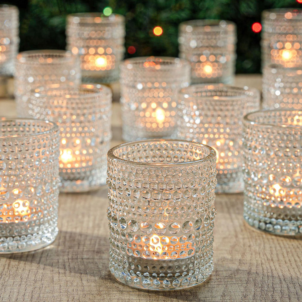 24 Pack Votive Candle Holders, Clear Tea Light Candle Holder