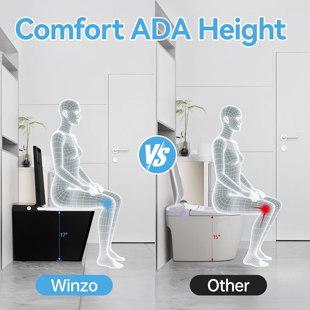 Smart One-Piece Toilet with Built-In Tank, Comfortable Seat Height, Warm Water Bidet, Heated Seat, Auto Drying, Foot Kick Flush, Modern Elongated Design