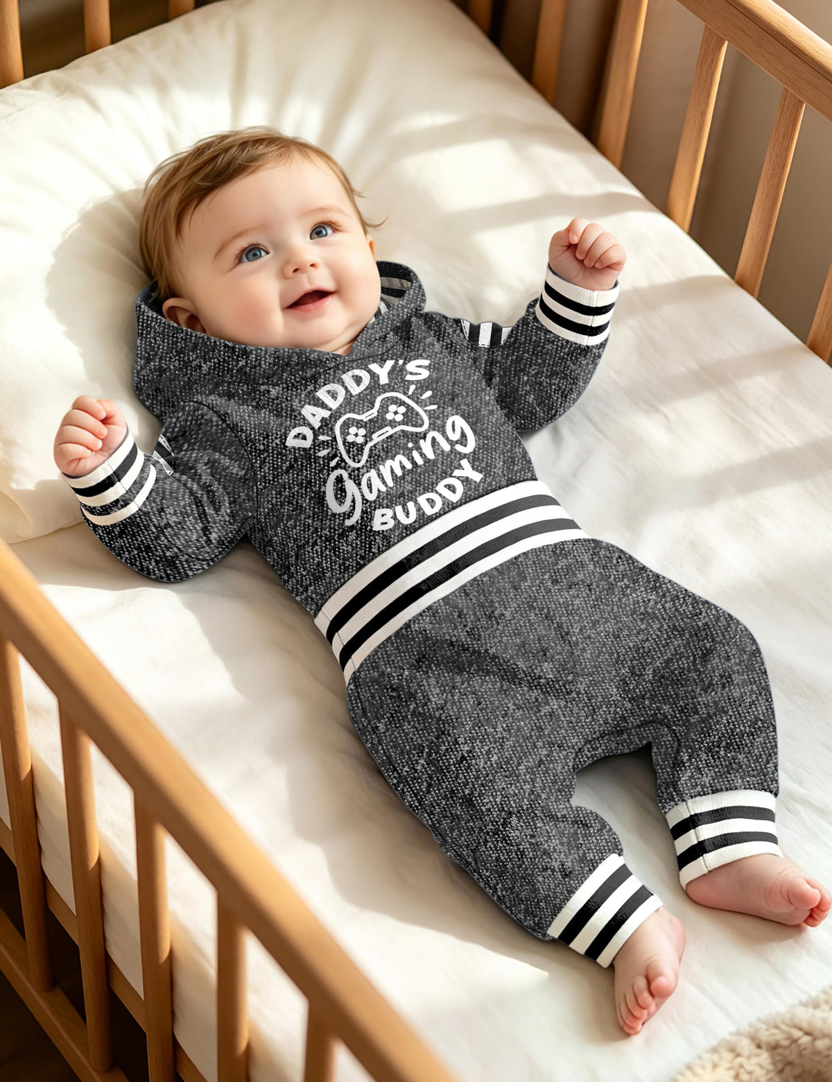 Baby Boy Clothes Outfits Grey Hooded Bodysuit Set Fall Clothes Infant