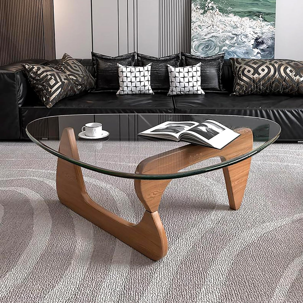 Inspired Noguchi Style Mid Century Modern Glass Coffee Table, Coffee Table, Triangle Coffee Tables, Suitable Living Room Reception Office