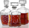 Glass Whiskey Decanter Set, Alcohol Bottle Gift for Men Dad Home Bar - Set of 3