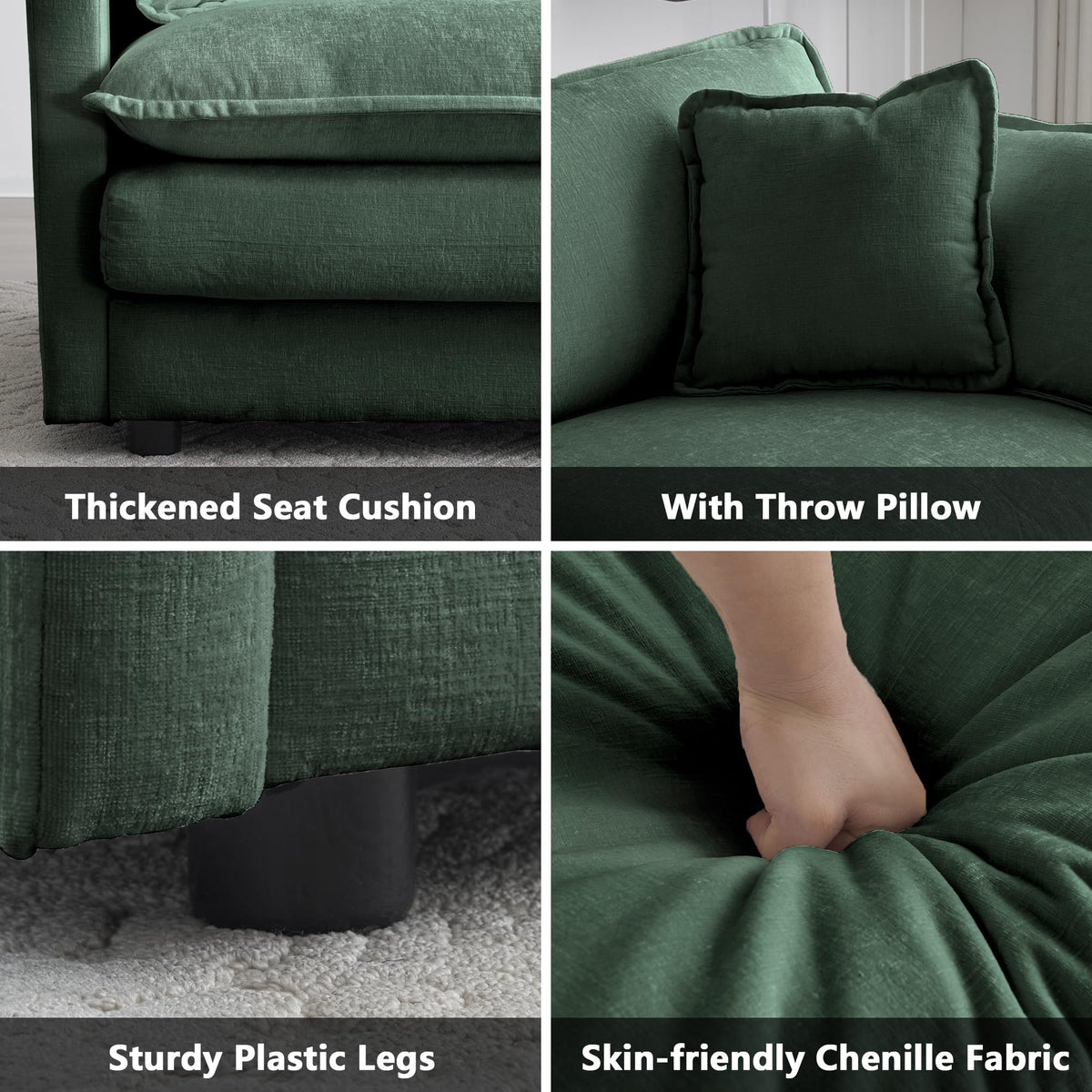 Luxury 2 Piece Cloud Couches Set, Modern Upholstered Chenille 3 Seater and Loveseat Sofa Set with 9 Pillow Bedroom