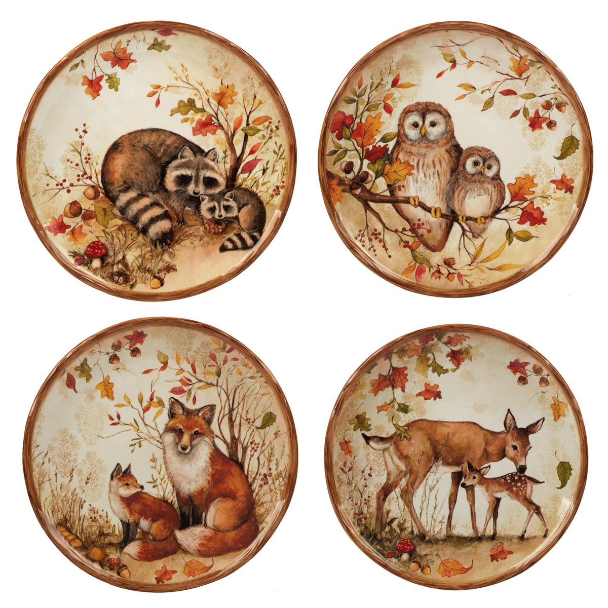 Pine Forest 16 pc Dinnerware Set, Service for 4, BROWN