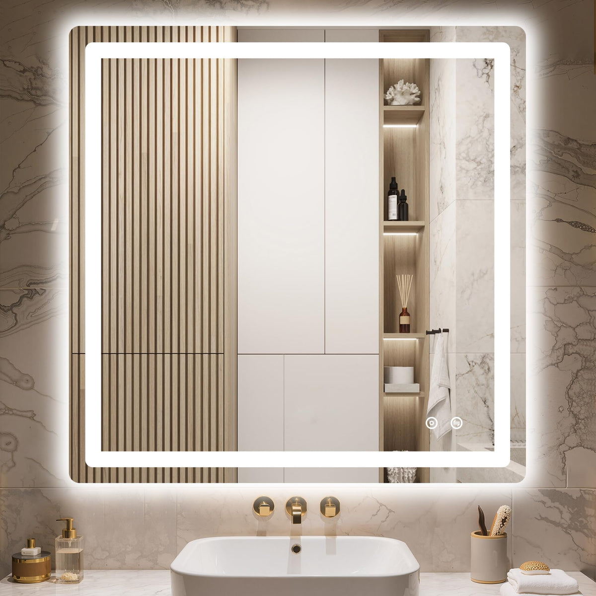 35x35 LED Bathroom Vanity Mirror with Lights