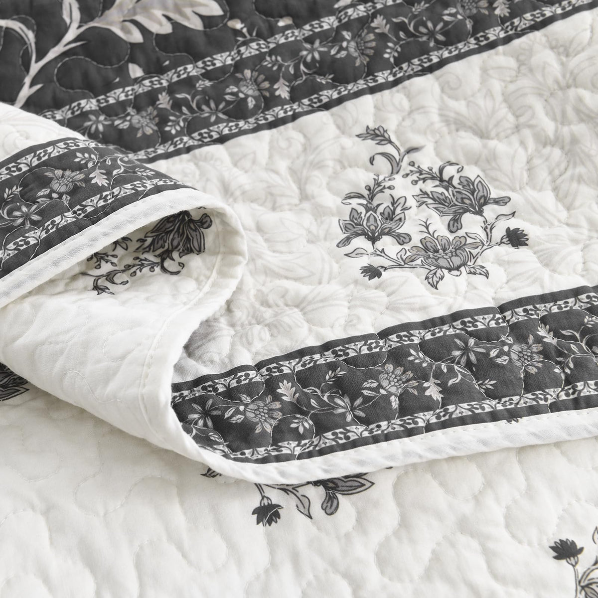 Farmhouse Botanical Quilt Set - 100% Cotton Quilts with 2 Pillow Shams, 3 Piece Bedspread Lightweight Bedding