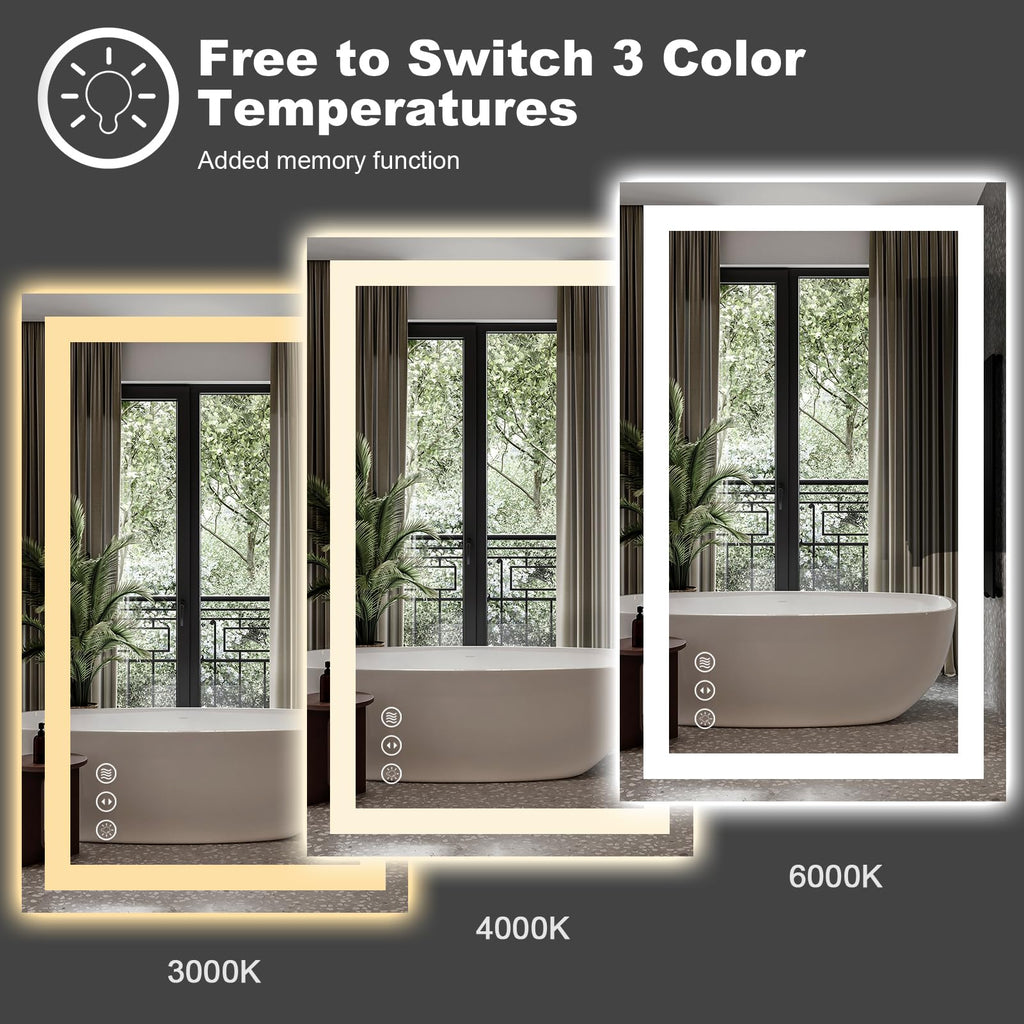 LED Mirror, 36"x30" with Front Light and Backlight