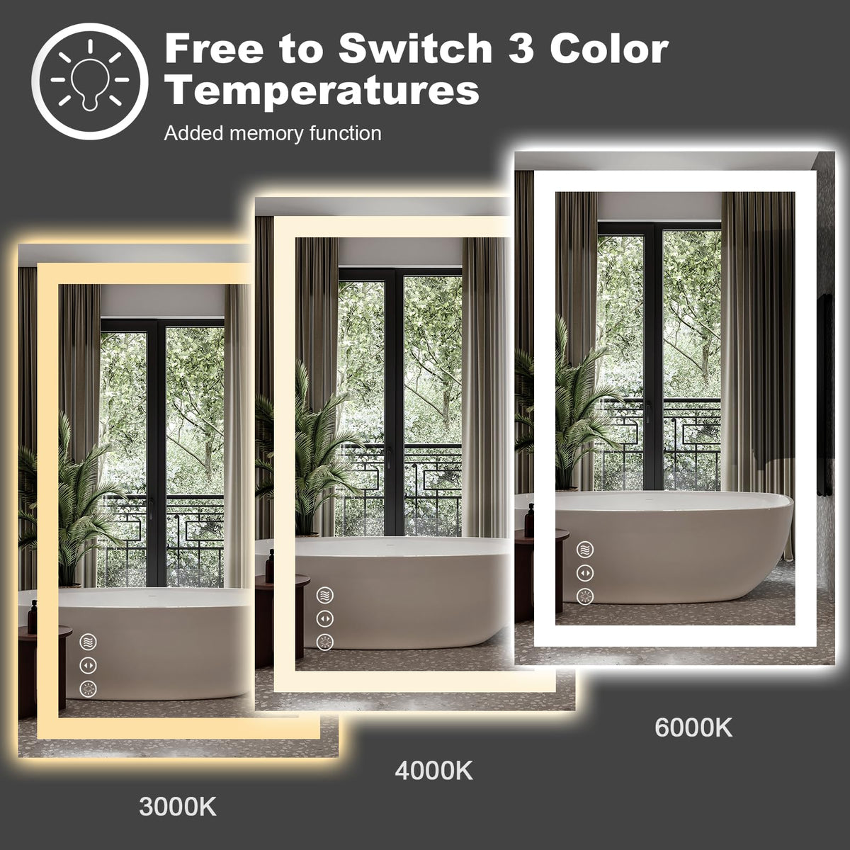 LED Mirror, 36"x30" with Front Light and Backlight