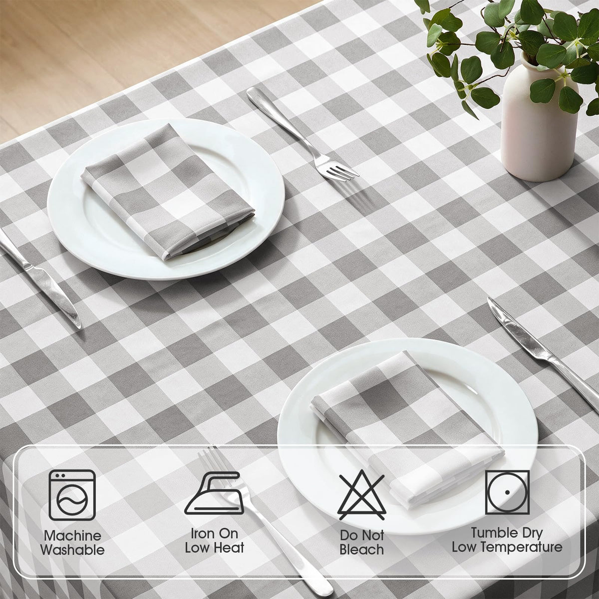 Checkered Tablecloth Rectangle Waterproof Gingham Table Cloth Washable Buffalo Plaid Table Cover Wrinkle Free
