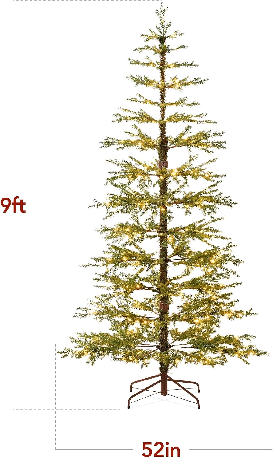 Pre-Lit Sparse Christmas Tree Artificial Pine Holiday Décor Aspen Noble Fir w/ in-1 White & Multicolor LED