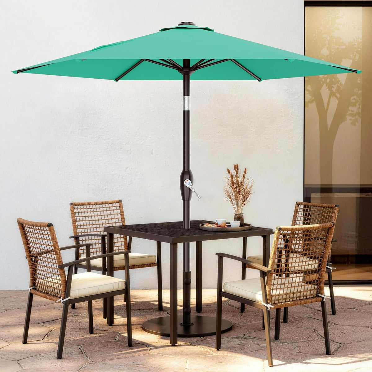 7.5FT Patio Umbrella Table Market Umbrella with 6 Sturdy Ribs