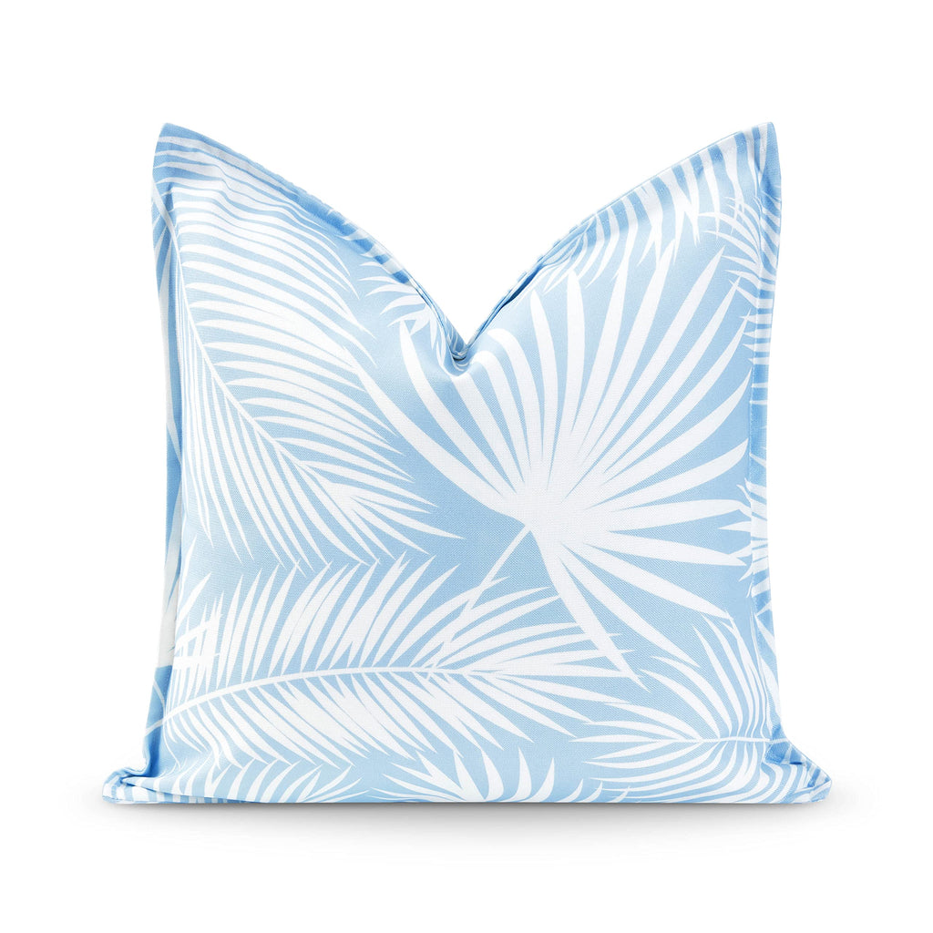 Coastal Hampton Style Patio Indoor Outdoor Pillow Cover Only, 20"x20" Water Resistant for Backyard, Couch, Baby Blue