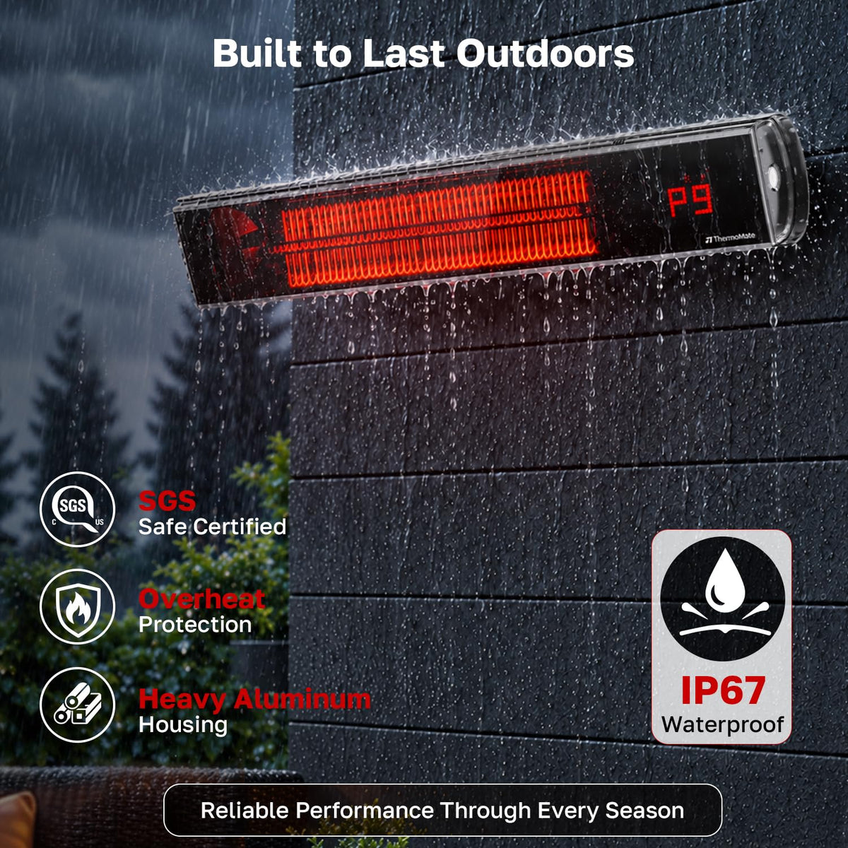 Electric Infrared Patio Heater 1500W Low Glare