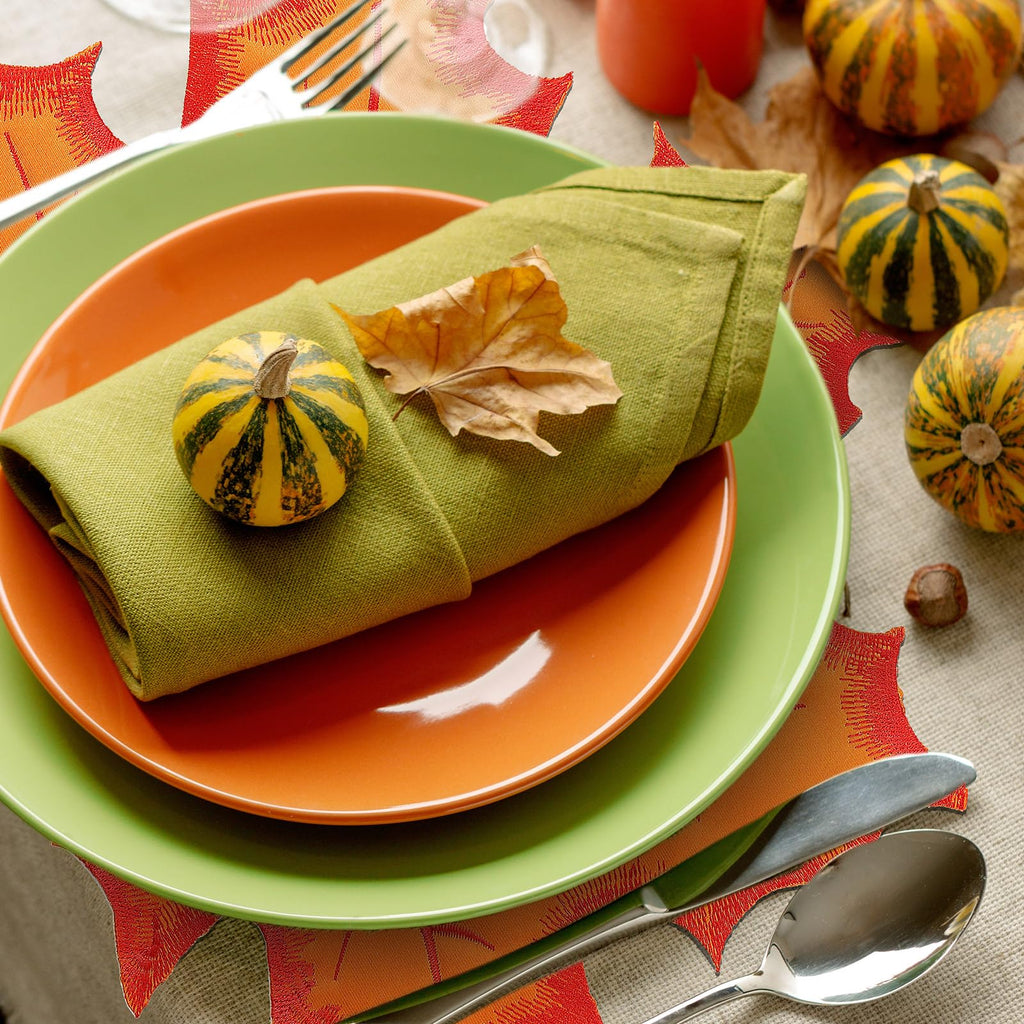 6 Pcs Fall Maple Leaf Placemats Autumn Orange Table Placemats