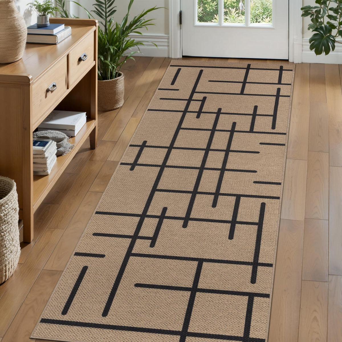 Easy Jute 2.6x8 Washable Hallway Runner Rug, Kitchen Non-Slip Rug
