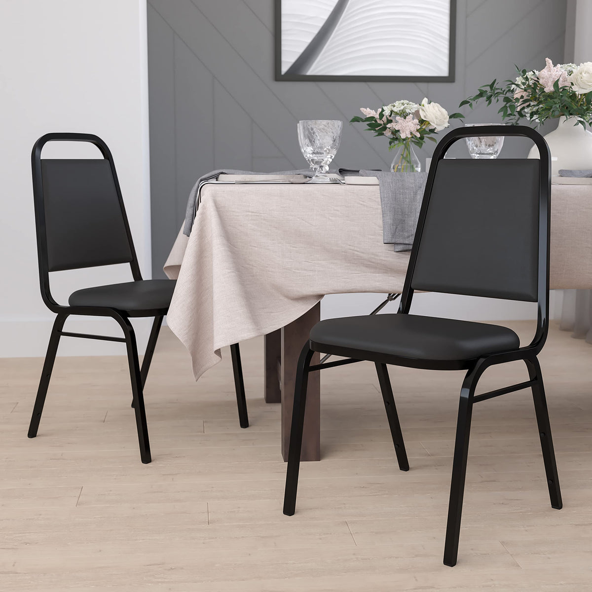 Hercules Vinyl Banquet Chair, Black, 4-Pack