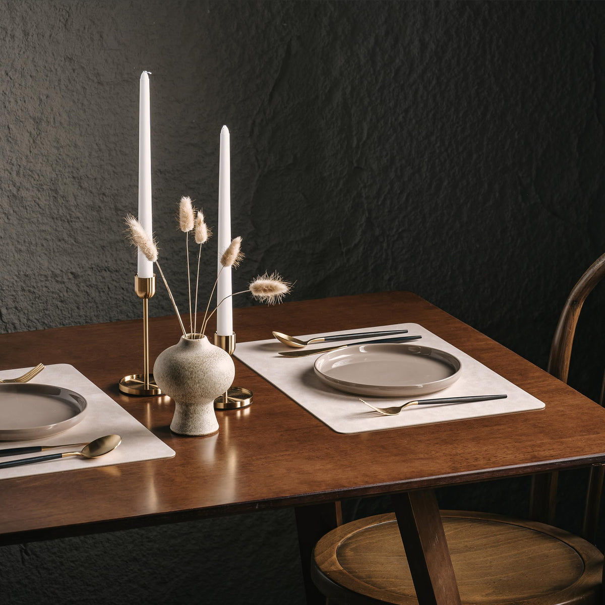 Placemats Set of 12, Reversible Dual-Color Faux Leather Place Mats