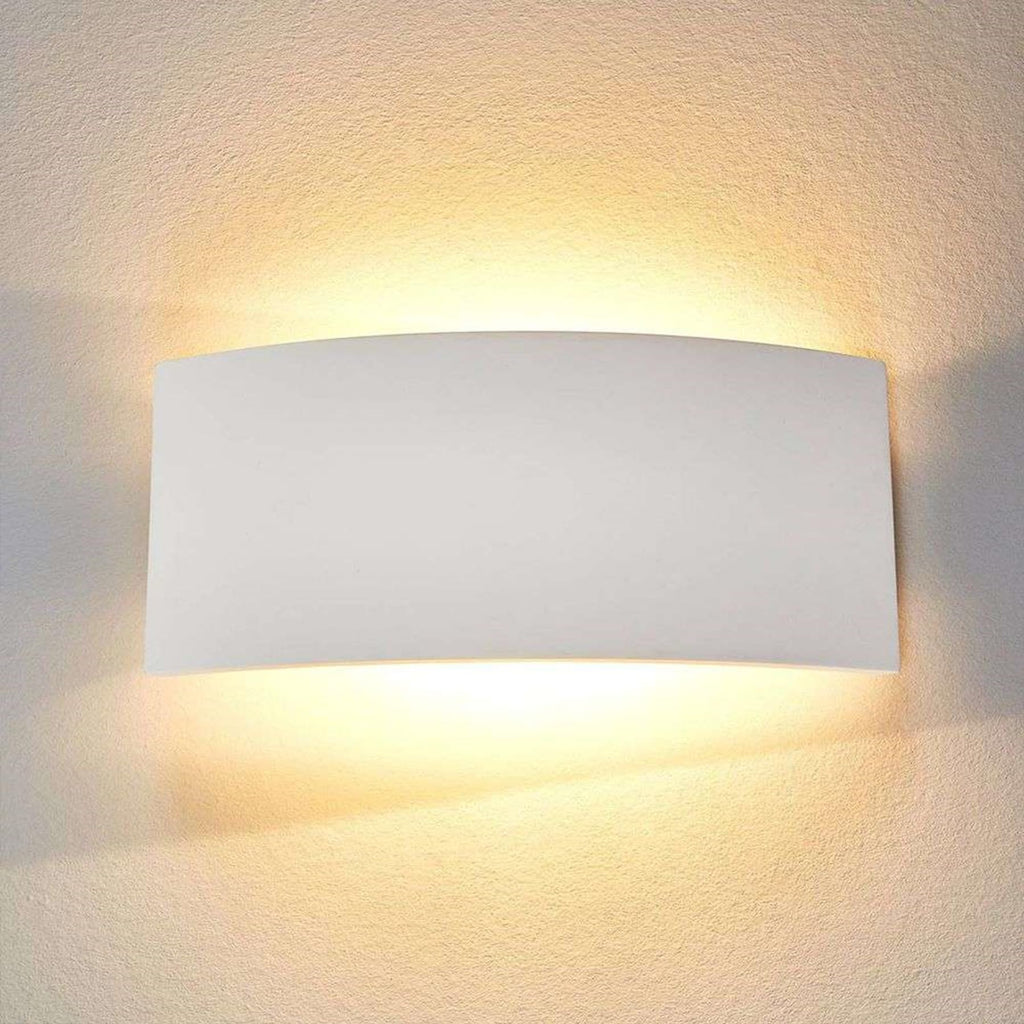 13.8" Paintable Plaster Wall Sconce Light, White Up Down Wall Sconce Wall Light Fixture, Modern Indoor Wall Lighting
