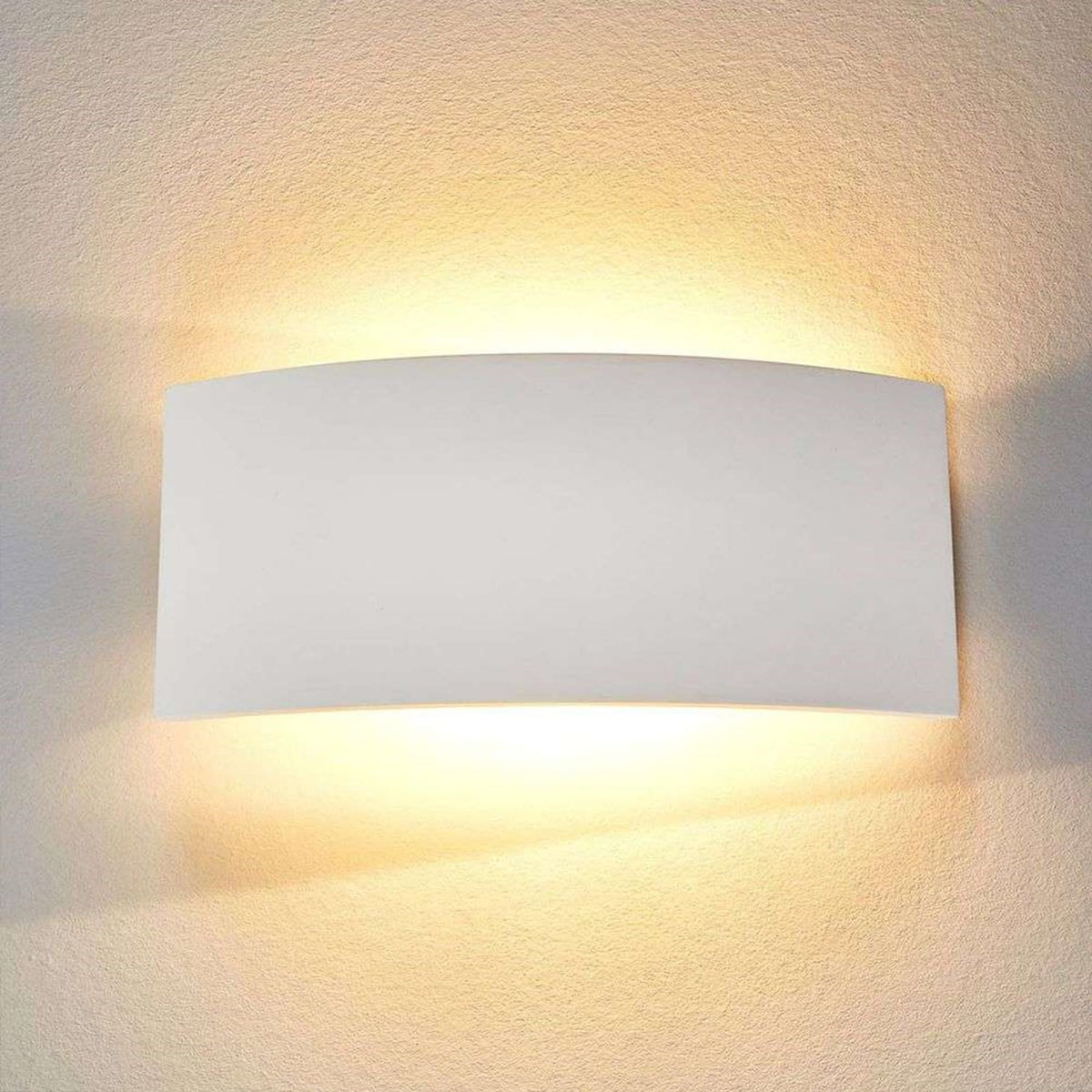 13.8" Paintable Plaster Wall Sconce Light, White Up Down Wall Sconce Wall Light Fixture, Modern Indoor Wall Lighting