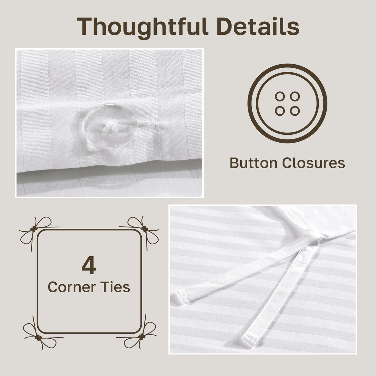 Luxury Duvet Cover Set, Striped White