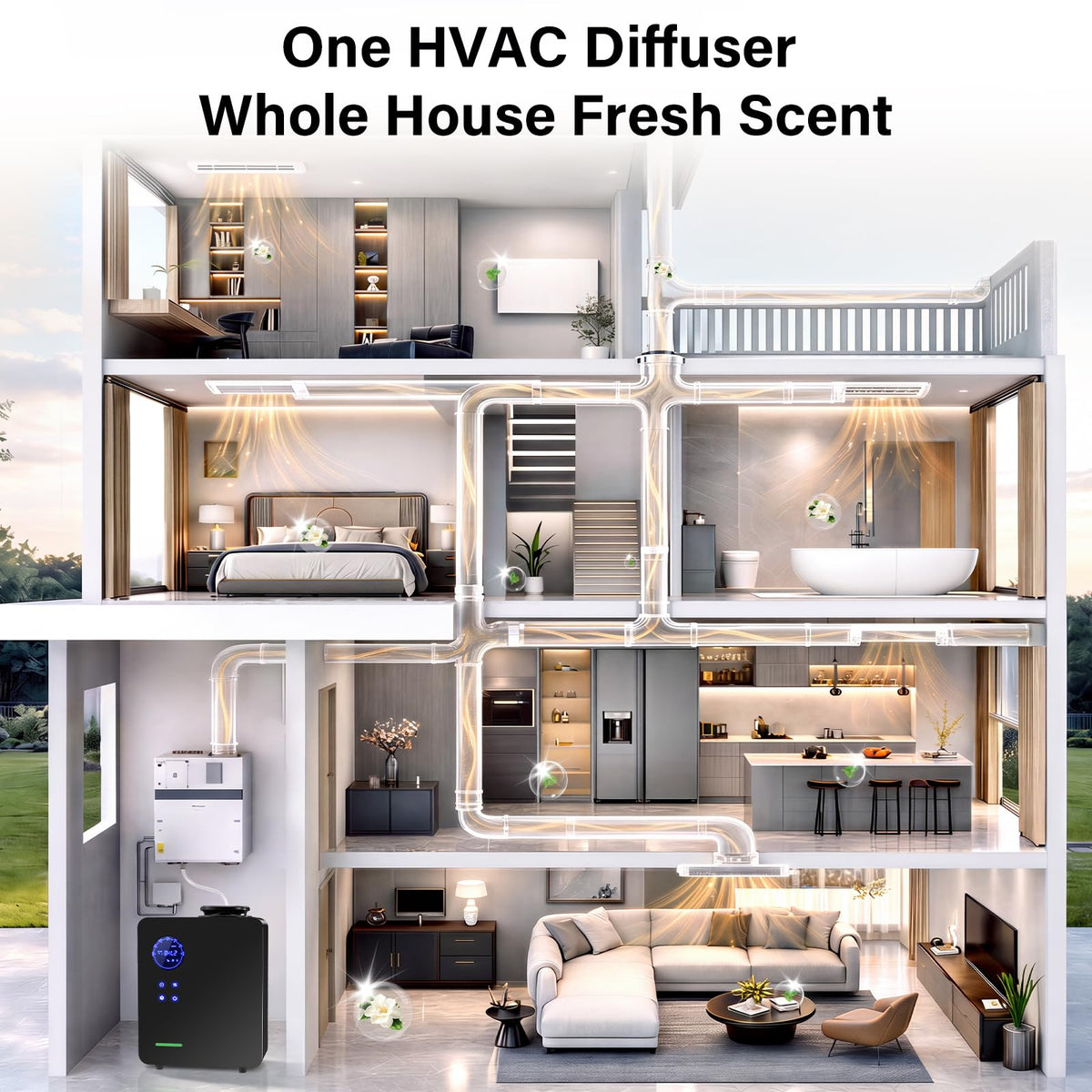 Waterless Diffuser - HVAC Diffuser Coverage Up to 4, 000 Sq.ft