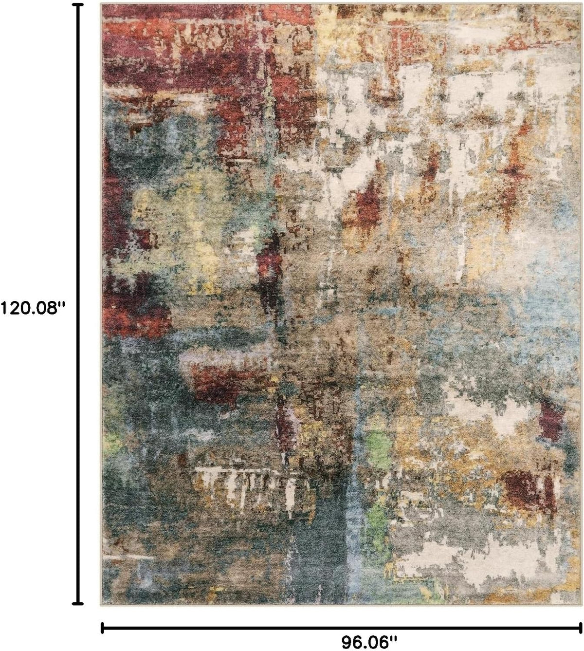 Modern Abstract Living Room Rug, Washable Area Rugs Stain Resistant Non Slip, Large Red Soft Indoor Carpet