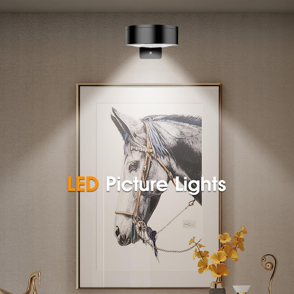 Picture Lights for Wall, 3 Lighting Modes Magnetic Art Display Light,Rechargeable Battery Operated Led Painting Light