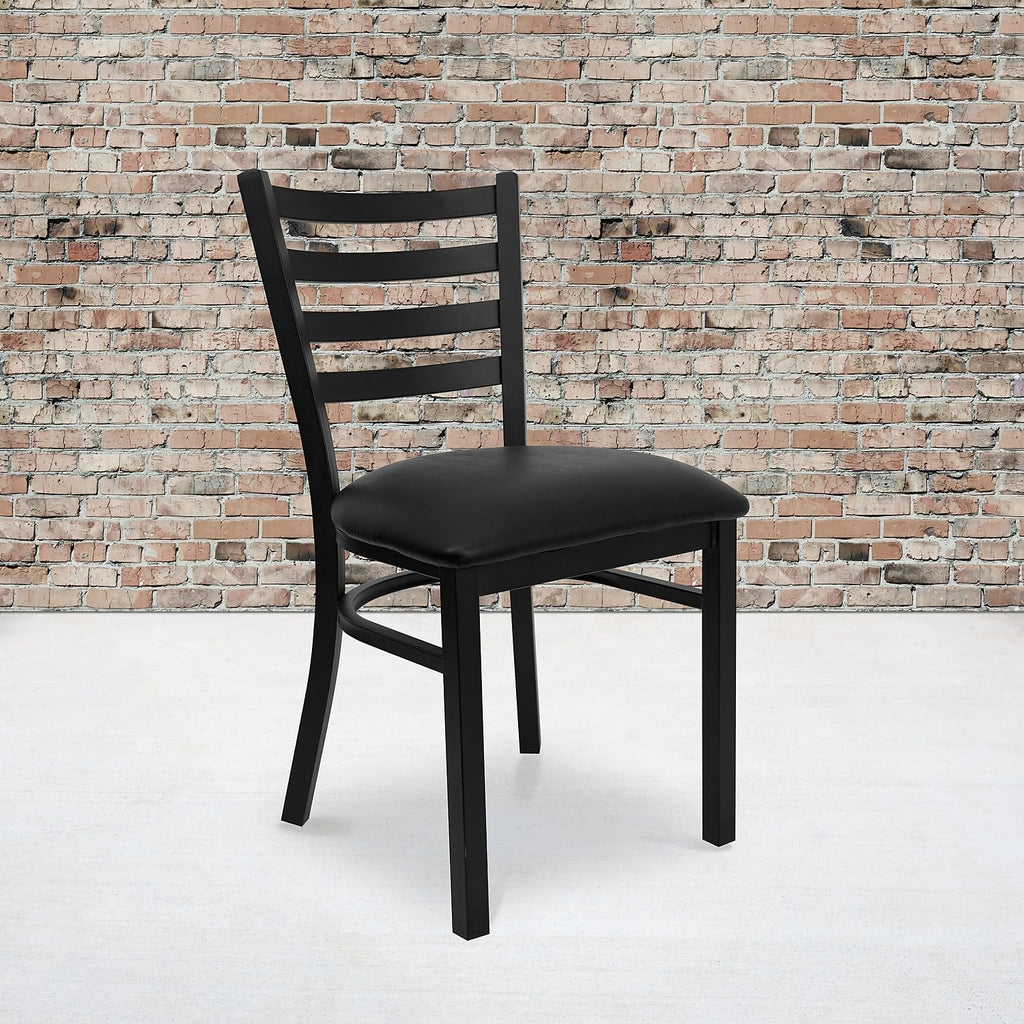 Hercules Series Commercial Ladder Back Restaurant Chairs, Modern Lightweight Metal Dining Chairs with Padded Seats