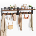 32.6"(16.3"*2) Wall Hooks with Shelf and Guardrail, Rustic Brown