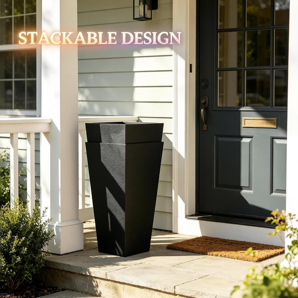 Garden Pots & Planters, Outdoor Tall Planters, Chic Planters for | Set of 2 tall 22.8in planters, durable PP