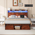 Bed Frame with Storage Headboard, Rustic Platform Bed Frames Under Bed Storage, Footboard Storage