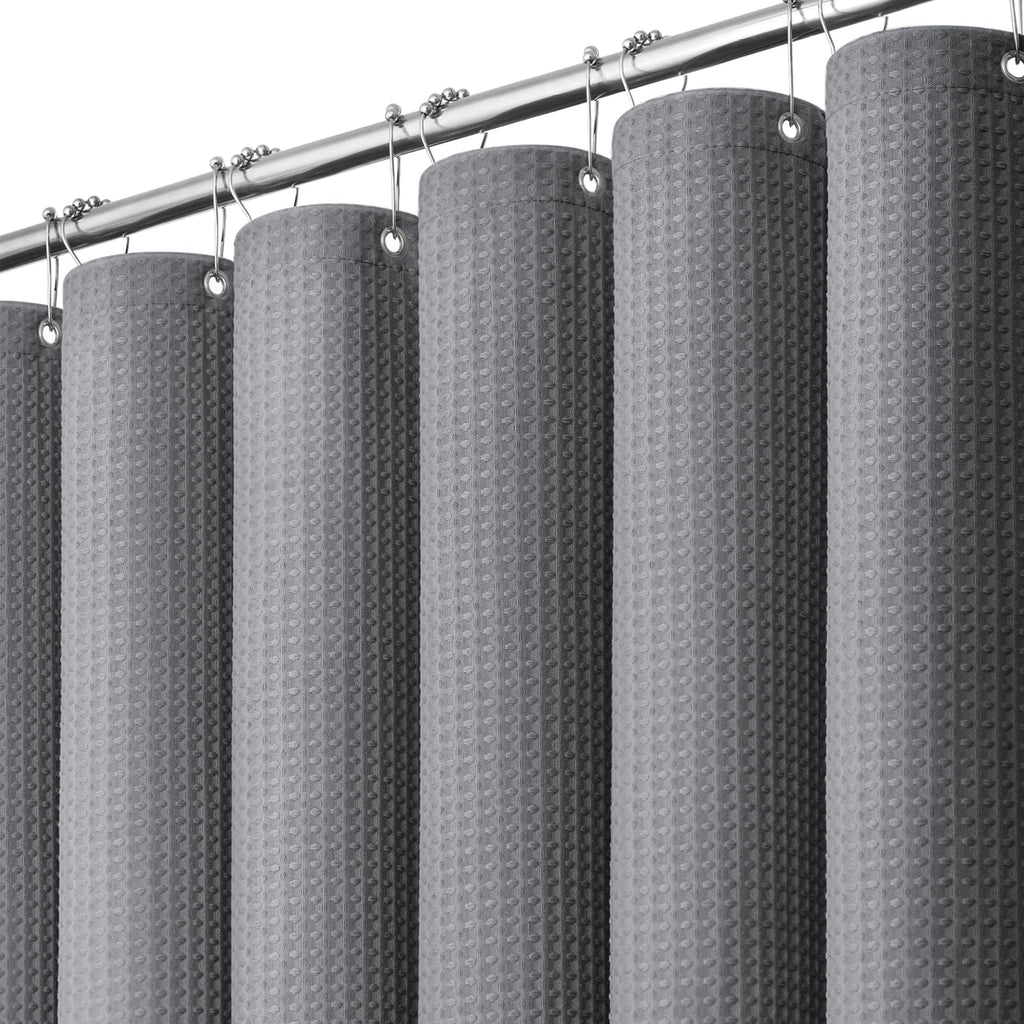 Extra Long Waffle Shower Curtain 256 GSM Fabric 72"x84" Grey/Gray