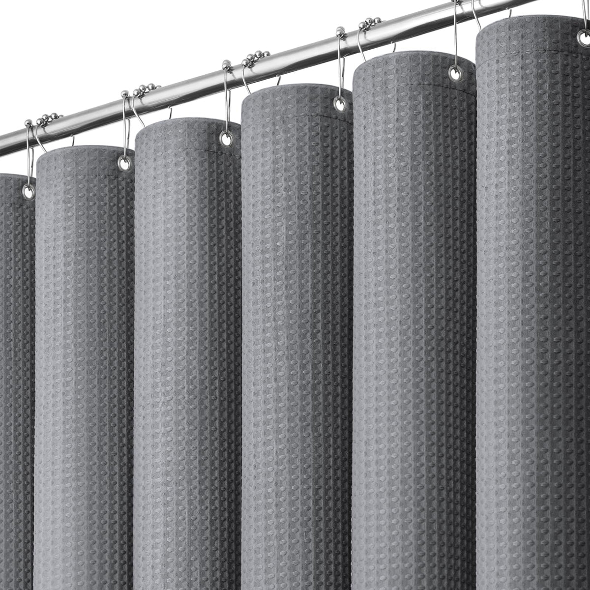 Extra Long Waffle Shower Curtain 256 GSM Fabric 72"x84" Grey/Gray