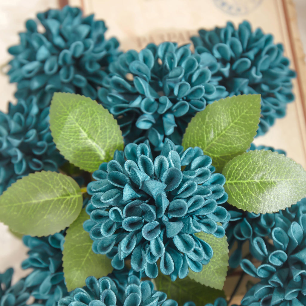 Artificial Flowers, 25pcs Dark Teal Artificial Rose and Dahlia for Wedding