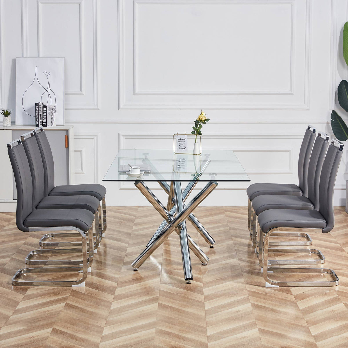 Modern Leather Dining Chairs Set of 6, Dining Room Chairs Set of 6