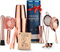 Deluxe Copper Cocktail Shaker Set - Weighted Boston Shaker Kit for Bartenders - Includes Japanese Jigger, Muddler - Set of 11