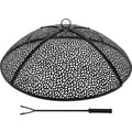 30Inch Fire Pit Spark Screen, Collapsible Fire Pit Screen Round with Handle, Heavy Duty Iron Fire Pit Cover Mesh