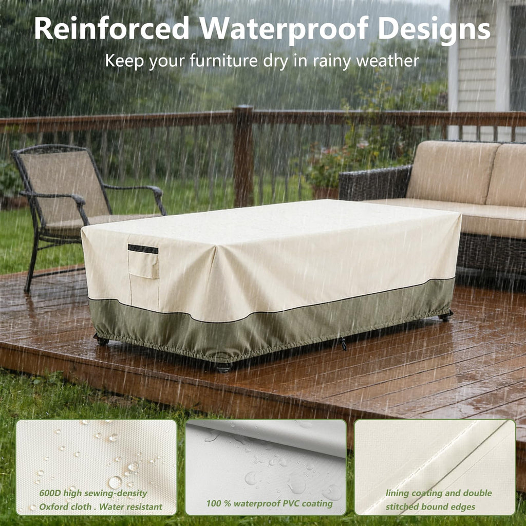 60 Inch Rectangular/Oval Patio Table Cover, Heavy Duty Waterproof Outdoor Dining Table Cover, Patio Furniture Covers