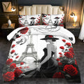 Paris Comforter Set Queen French Girl Comforter Women Paris Bedding Set Girls Red Rose Bedding Women Quilt Fashion