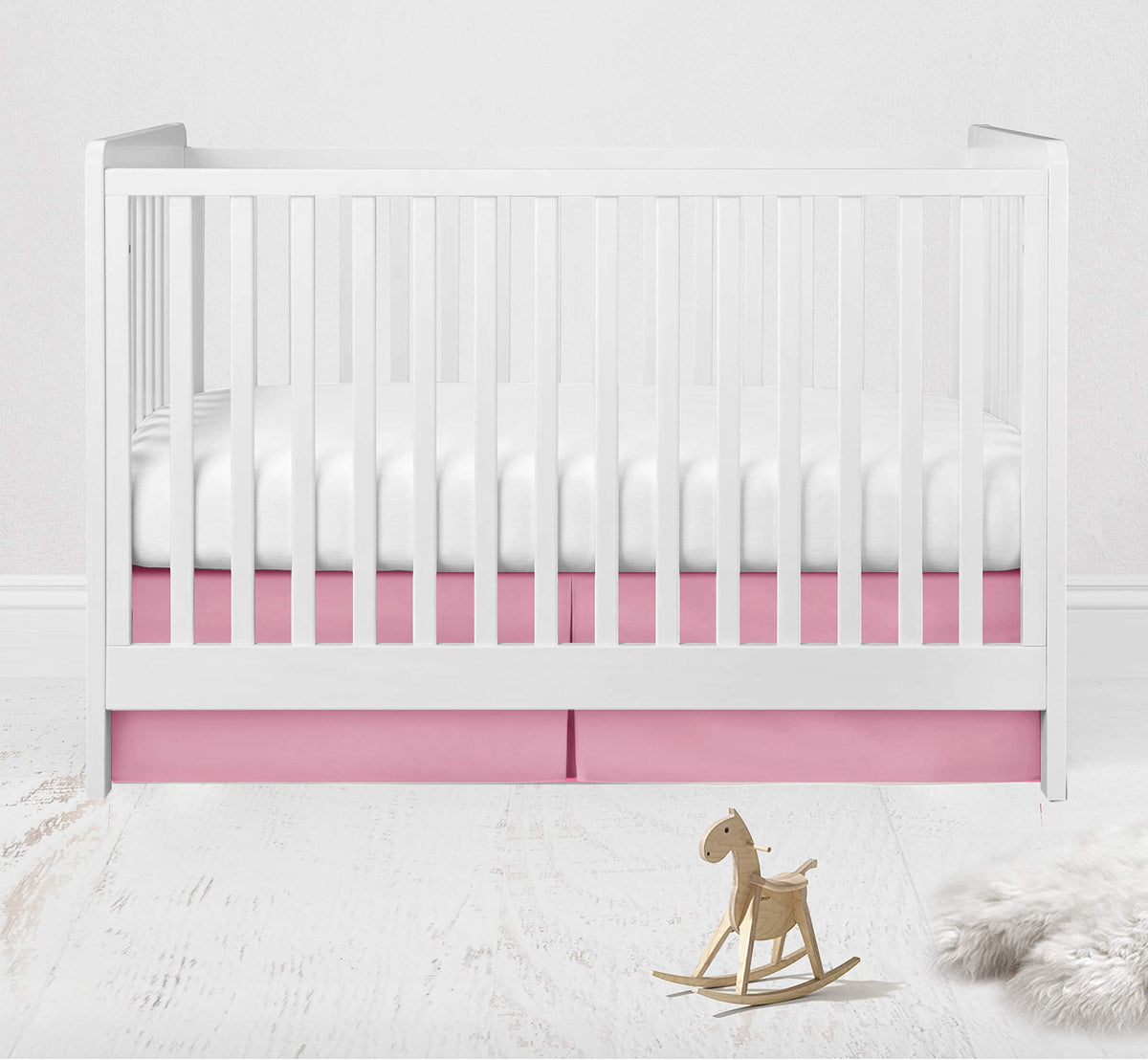 Solid Crib/Toddler Bed Skirt Dust Ruffle, Pink, 13 inches Drop